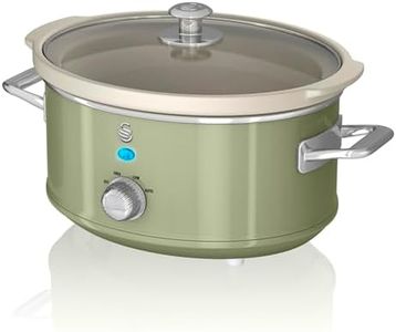 Swan SF17021GN Retro Slow Cooker with 3 Temperature Settings, Keep Warm Function, Removable Dishwasher Safe Pot, Up to 4 Portions, 3.5L, 200W, Retro Green