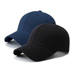 PFFY 2 Packs Baseball Cap Golf Dad Hat for Men and Women, Blue+black, One Size