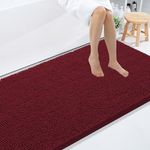 Smiry Luxury Chenille Bathroom Rugs 108X72, Extra Soft and Absorbent Shaggy Bath Mat, Machine Washable, Non-Slip Plush Carpet Runner for Tub, Shower, and Floor, Home Decor Accessories, Burgundy