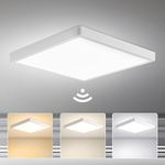 Yafido 28W 2800LM LED Ceiling Light with Radar Sensor, 30CM 3000K-6000K Ultra Slim White Square Ceiling Light with Motion Detector, for Hallway, Porch, Garage, Balcony, Bathroom