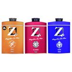 Z - Magnetism for Men Talc 100 gm pack of 3 (Classic + Icon + Zest) Talcum powder for men | Fresh and Spicy Fragrance | Classic Range l Face and body Talc for Men l Best Talcum Powder Combo