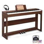 LALAHO Digital Piano 88-Key Weighted Action Electric Piano with 3-Pedal Unit, Double Bluetooth, Split/Touch/Transpose Control Functions(Black Walnut)