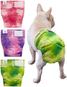 CuteBone Washable Dog Diapers Female No Tail Hole 3 Pack Reusable Doggie Period Training Pants for Docked-Tail Frenchie French Bulldog Boston Terrier Without Tail WWD32XL