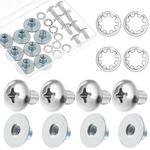 Landhoow Chicago Screws Football Back Plate Hardware Football Backplate Screws Include Truss Head Slotted Fasteners Washers Gaskets for Unisex Adult Size Youth Size Football Backplates (Silver,4 Pcs)