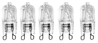 Anyray A1712S (5)-Pack 20 Watt G9 SHORT T4 20W Clear Halogen Bulb Bi Pin 120 Volt 20Watt 1-3/8" long