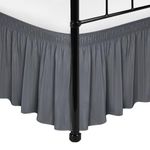 Biscaynebay Wrap Around Bed Skirts with Split Corners for King Beds 18" Drop, Dark Grey Adjustable Elastic Dust Ruffles Easy Fit Wrinkle Resistant Silky Luxurious Fabric Machine Washable