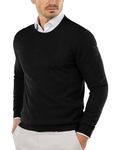 COOFANDY Men's Winter Jumper Crew Neck Mens Sweaters Jumpers Knitted Pullover Long Sleeve Sweater for Men Black XL