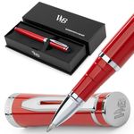 Wordsworth and Black Rollerball Pen - Luxury Pen - Chrome Finish, Red Lacquer, Ink Refill, Refillable Gift for Men & Women, Professional Writing, Nice and Fancy Pens and for Work