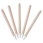 Tall Stick Metallic Candles for Happy Birthday and Party Cake Decoration Candles (Pack of 12 pc) (Tall Rose Gold Candle)