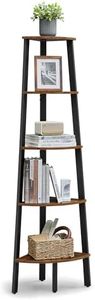 VASAGLE Industrial Bookcase, 5-Tier Corner Shelf, Plant Stand Wood Look Accent Furniture with Metal Frame for Home and Office ULLS35X, Rustic Brown