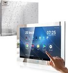Haocrown 32 Inch Smart Touch Screen Mirror TV for Bathroom 1080P Waterproof TV ATSC Tunner Android 11.0 for Hotel Shower Spa,Built-in Speakers,Wi-fi and Bluetooth,500 cd/㎡ High-Brightness,Model 2024