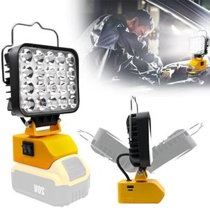 TODEHI Work Light for DeWalt 18/20V Battery, Cordless 54W LED Flood Light 2 Brightness with USB &Type C Charging Port, Battery Protection Rechargeable Work Lights for Outdoor Camping Job Site Lighting