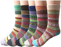 5 Pairs Womens Socks Wool Thermal W