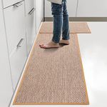 Jabykare 2 Pieces Non Slip Absorbent Kitchen Floor Mat(17.3''x30''+17.3''x59'') - Non Slip & Comfort Kitchen Rugs and Mats, Door Mat for Laundry, Kitchen (Caramel)