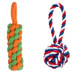 emily pets Puppy Chew Toys for Teething, Cotton Dog Rope Toys for Small Dogs, Dog Toys for Boredom and Stimulating, Teeth Cleaning, Gum Massage, Tug of War for Medium Dogs (Color As Vary, Pack 2)