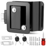 RV Door Lock Replacement, 100% Metal Camper Door Handle Latch with Paddle Deadbolt, RV Enclosed Travel Trailer Entry Door Lock with Keys for Camper Horse Trailer Cargo Hauler - Black
