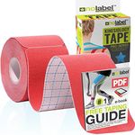 NO LABEL Red Pre Cut Kinesiology Tape - 5m Roll Pre-Cut Red Body Tape - Red Sports Tape - Red Medical Tape - Red Physio Tape - Red Muscle Tape For Muscle Recovery - Free PDF Ebook Taping Guide