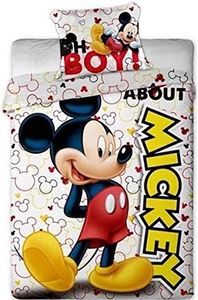 Disney Parure de lit Mickey Housse de Couette taie lit 1 Personne - 140 x 200 cm + 63 x 63 cm