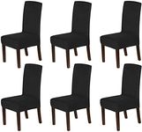 H.VERSAILTEX Velvet Dining Chair Covers Stretch Chair Covers for Dining Room Set of 6 Parson Chair Slipcovers Chair Protectors Covers Dining, Soft Thick Solid Velvet Fabric Washable, Black