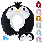 Cirorld Kids Travel Pillow Cute Neck Pillow for Traveling Memory Foam Airplane Pillow with Sleep Mask Animal Flight Pillow Head Rest Neck Support for Cars Long Flights Sleeping Girls Boys Adults Gift
