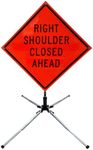 Xpose Safety 48" x 48" (Right Shoulder Closed Ahead) Roll-Up Traffic Sign Kit with Single Spring Aluminum Stand, MUTCD Compliant Class 5 Reflective Temporary Road Work Sign for Construction Zones