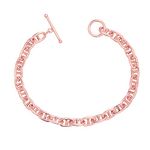 LeCalla 925 Sterling Silver Rose Gold Plated Ribbed Link Chain Anchor Bracelet for Women