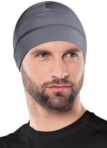 OutdoorEssentials Skull Cap for Men-Helmet Liner for Cold Weather,Winter Fleece Cycling Cap,Under Helmet Skull Cap & Running Bike Cap Gray