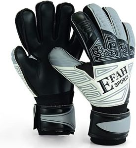 EFAH SPORTS Soccer Goalkeeper Gloves for Kids Boys Children Youth Football Goalie Gloves with Fingersave and Double Wrist Protection Strong Grip Palms (Size 5 Suitable for 9 to 12 Years Old, Grey)