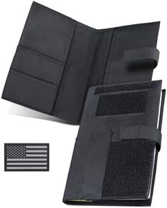 Tactical Book Cover for 5.5" x 8" Military Log Book, Green Book Protective Holder, Detachable Army Field Notebook Cover with Flag Patch, for Protecting Notes, Book(Black, 5.7x8.7 in)