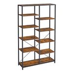 VASAGLE Bookcase, Bookshelf 5 Storey Standing Display Storage Rack, for Living Room, Office, Study Bedroom, Kitchen, Simple Assembly, Industrial Style, Rustic Brown and Black LLS155B01