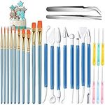 Fondant Tools, 26 Pieces Cookie Decorating Supplies Fondant Cake Sculpting Modeling Tools Cookie Brushes Set Sugar Stir Needles Straight Tweezer and Elbow Baking Supplies for Cookie Cake Decoration