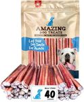 Amazing Dog Treats - 6 inch Bully Sticks Medium Size (40 Pcs/Pack) - Bully Stick Dog Chews - Long Lasting Bully Sticks for Small to Medium Dogs - Large Bully Stick Dog Bones - No Hide Dog Bones