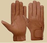 LADIES Horse Riding Gloves Ladies All Leather TAN BROWN & YELLOW Premium Quality New (Tan, Medium)