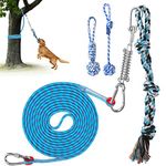 BWOGUE Spring Pole Dog Rope Toys, Spring Pole for Dogs Outdoor Hanging Dog Tree Tug Toy with 18ft Rope, Muscle Builder Exercise Interactive Tug of War Dog Toy for Pitbull Medium to Large Dogs