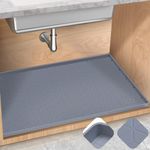 TRZZ Under Sink Mat 28" x 22", Under Kitchen Sink Mat Waterproof, Silicone Under Sink Mat for Shelf Liner Organizer, Cabinet Sink Protector Drip Tray for Bottom Kitchen, Bathroom (Grey)