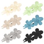 Kaiersi 6 Pieces Double Flower Hair Clips for Women Girls, Non-slip Matte French Big Hair Barrettes, Alligator Clamp Vintage Hair Styling Accessories, Duckbill Hair Clip for Women Thick Thin Hair