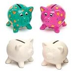 Baker Ross EK1452 Customisable Ceramic Piggy Banks for Coins — Creative Art and Craft Supplies for Kids to Make, Personalise and Decorate (Pack of 4), 7.5cm