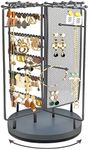 ProCase Jewelry Holder Organizer Earring Stand with 28 Necklace Hooks, 360 Rotating Necklace Holder Earrings Storage Rack Jewelry Tower Bracelet Holder, Holds More than 100 Pairs Earrings -Grey