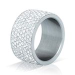 Jewelrysays 12MM Wide 8 Row Clear Crystal Ring Men Women Stainless Steel Iced Out Rings(Silver,6)