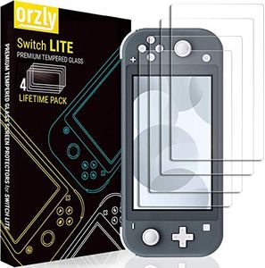 Orzly Screen Protector for Nintendo Switch Lite 2019 Model [4 Pack] Tempered Glass Screen Protectors. No Bubbles Easy Installation Anti Scratch Edition