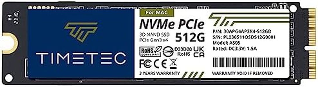 Timetec 512GB MAC SSD NVMe PCIe Gen3x4 3D NAND TLC Read Up to 2,000MB/s Compatible with Apple MacBook Air (2013-2015, 2017), MacBook Pro (2013-2015), iMac (2013-2019), Mac Pro (2013), Mac Mini (2014)