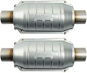 MAYASAF【2 PACK】2" Inlet/Outlet Universal Catalytic Converter, with O2 Port & Heat Shield (EPA Compliant)