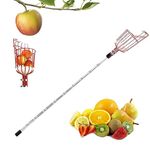 Fruit Picker with Telescopic Handle,Apple Picker Fruit Picker Tool with Grabber Basket,Tree Picker for Orange Pear Cherry,Fruit Grabber Easy to Assemble (4.2M)