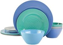 Gibson Home Melamine Dinnerware Set, Service for Four (12pcs), Blue (Brist)