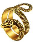 Animal Snake Statement Ring for Men and Women 18K Gold Plated Punk Serpent Wrap Rings Size 11