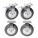 tonchean 8 Inch Scaffolding Caster Wheels Set of 4, Heavy Duty Industrial Caster Wheels with Dual Locking Swivel Caster 360 Degrees No Noise for Cart Furniture Workbench(2 Swivel, 2 Fixed)