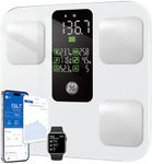 GE Scale for Body Weight: Body Fat, BMI, Muscle Mass, Smart Bathroom Scales with 14 Body Composition Metrics with Large Display, Accurate Bluetooth Weighing Machine with Fitness App, 400 lbs, White