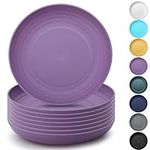 Kyraton Large Deep Plastic Plates 8 Pieces, 9 Inch Dinner Plates, Unbreakable and Reusable Light Weight Dinner Plates Pasta and Dumpling Bowl Microwave Safe