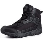 FREE SOLDIER Men’s Waterproof Hiking Boots 6 Inches Lightweight Work Boots Military Tactical Boots Durable Combat Boots (Black, 9.5 US)