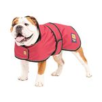 Ginger Ted Waterproof Bulldog Frenchie Dog Coat size 20"/51cm Cherry Red - for medium to large barrel chested dogs, warm fleecy lining, reflective piping, quick fastening, jacket raincoat style